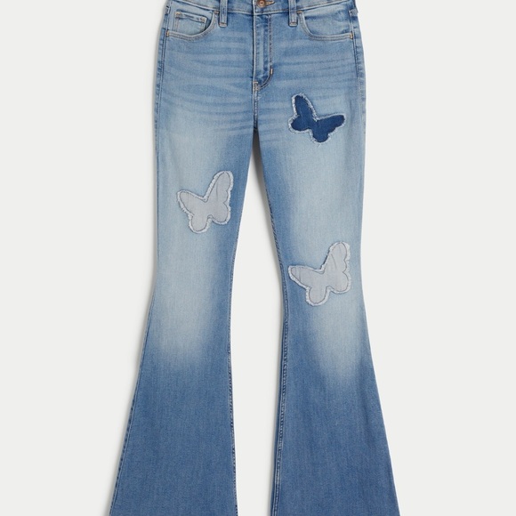 Vintage Hollister Blue Flare butterfly Jeans with Distressed Details - Picture 1 of 13